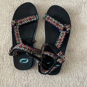 Multi colored foam sole strappy sandals